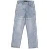 Dżinsy męskie Fojaganto Jean Pants National Retro prosta szeroka noga niebieska luźna para swobodna para High Street Denim Mężczyzna 230619