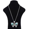 Pendant Necklaces 1 X Tibetan Silver Large Imitation Turquoise & Butterfly Necklace Jewelry On Long Link Chain Lagenlook 34"