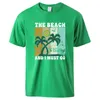 Camisetas masculinas The Beach Is Calling And I Must Go Manga Curta Men Cotton Vintage Tee Shirt Respirável Tendência Vestida Casual Harajuku Tshirt