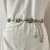 Waist Chain Belts Vintage Silver Metal Chain Letter Waist Chain Skirt Denim Stylish Belt