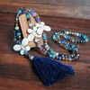 Kedjor Kvinnors tillbehör Tassel Crystal Beads Halsband Pendant Bohemian Chain Jewelry Accessory
