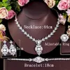 Pins broszki cwwzircons 4pcs sześcienne cyrkonia luksusowy biały naszyjnik z perłowym zestawem biżuterii Zestawy biżuterii dla kobiet
