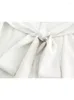 Robes décontractées YENKYE femmes Sexy évider avec ceinture robe blanche à manches longues col en V femme printemps robe courte