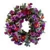 Decorative Flowers Spring Wreath Artificial Round Boxwood Garland Hanging Eucalyptus Circlet Peony Chaplet Rattan For Home Decor