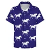 Camisas Casuais Masculinas Galloping Horse Beach Shirt Running Horses Print Havaianas Blusas Estéticas Masculinas Manga Curta Top Plus Size 4XL