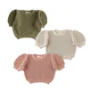 T-shirts 7588 Vêtements pour filles T-shirt tricoté Printemps et été Hauts pour fille Manches à bulles T-shirt évidé Sweet Baby Girl Tops 230617