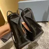 Kitten Heels Women Designer Leather Slingbacks Sandals French Pointed Tote Stiletto Heel High Heel Sandals 5.5cm with Box 81648