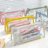 Transparent Pencil Bags Students Waterproof Stationery Zipper Pouch Large Capacity Students Pen Case Clear Pens Storage Bag