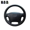 Steering Wheel Covers Hand Sewing Black Genuine Leather Cover For Santa Fe 2006 2007-2012 H-1 Starex 2008-2023 I800
