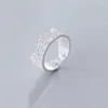 Cluster Rings MloveAcc äkta 925 Sterling Silver Hollow Lace Crown Ring for Women Fashion Girls Gift
