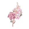 Koreansk mode färgglad zirkon rose temperament brosch kvinnor utsökt lyx blomma brosch charm kvinnlig high-end brosch bröllop bankett stift smycken gåva