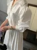 Casual Jurken Vrouwen Lente Midi Witte Jurk Lange Mouw Elegante A-lijn Party Vestidos Vrouwelijke Mode Slanke Bovenkleding Kleding