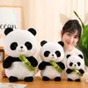 25cm Kawaii Panda Plush Toys Śliczne bambusowe panda niedźwiedzie z bambusową pluszową pluszową zabawką dla zwierząt dla dzieci prezent