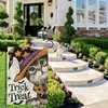 1pc Halloween Cat Witch Hat Garden Flag, Trick Or Treat Double Sided Printing Outside Decor Garden Flag,Garden Lawn Flags Burlap Vertical Yard Decorations