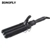 Fers à friser SONOFLY 22mm LCD Cheveux Bigoudi Électrique Triple Barrel Céramique Fer Waver Styling Outils Anions Chauffage Rapide JF 112 230619