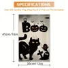 1 peça, bandeira de jardim de boas-vindas de linho de gato preto Boo Halloween (12 x 18 polegadas) decorações de casa de fazenda ao ar livre para jardim de outono, impressão frente e verso à prova d'água,