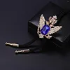 Bow Ties Podwójna głowica orła rhinestone bolo biżuteria unisex regulowana rozmiar