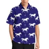 Chemises décontractées pour hommes Galoping Horse Beach Shirt Running Horses Print Hawaiian Mens Chemisiers esthétiques Top à manches courtes Plus Size 4XL