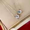 Designer Trend Carter Bullhorn enkele diamanten ketting Mosang 925 Puur verzilverde 18K Rose Gold Pearl Collar Chain for Women