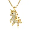 Pendentif Colliers De Luxe À La Mode D'or Vent Cheval Pour Les Femmes Briller CZ Pierre Incrustation Chaînes De Mode Animal Bijoux De Noce Cadeaux