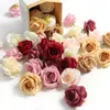 Torkade blommor 5/10st Rose Artificial Heads High Quality Fake Home Decor Wedding Decoration Supplies Diy Bride Crafts Wreath