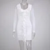 Casual Jurken Wepbel Sexy Bodycon Jurk Vrouwen Laag Uitgesneden Netto Falbala Geplooide V-hals Schede Slim Past Lange Mouwen Jarretel mini