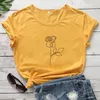 T-shirt da donna T-shirt con stampa a motivo rosa semplificato T-shirt da donna a maniche corte in cotone con scollo a V nero T-shirt con grafica a lettera rossa nera femminile