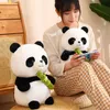 25cm Kawaii Panda Plush Toys Śliczne bambusowe panda niedźwiedzie z bambusową pluszową pluszową zabawką dla zwierząt dla dzieci prezent