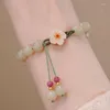 Bracelets porte-bonheur LIMAX perles de Jade petite fleur de pêcher tissage femme Niche Design étudiant petite amie cadeau Bracelet de perles