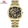 Wristwatches Skeleton Calendar Men's Watch Non-mechanical Multi-function Diamond-encrusted Steel Strap Waterproof