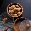 Storage Bottles Japanese-style Begonia Flower Glass Walnut Fruit Plate Home Creative Snack Table Top Decoration Box