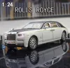 Diecast Model Car 1/24 сплав Diecast Rolls-Royce Phantom Model Model Simulation Sound Light Back Back Collection Toys для детей подарки 230617