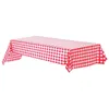 Toalha de mesa vermelha retangular à prova de derramamento | Plástico xadrez descartável