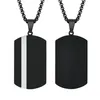 Acier inoxydable noir simple étiquette de chien pendentif collier Rolo chaîne pour hommes cadeaux de mode 3mm 24 pouces n1886
