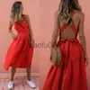 Abiti casual 2023 Vestito sexy da estate Bowknot Abiti da spiaggia con coulisse incrociata senza schienale da donna Cinturino rosso Vintage Vestito estivo da donna Boho Femme Robe J230619