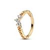 925 Sterling Silver New Fashion Women's Ring Golden Series Ginkgo Leaf Heart-Shaped Honeycomb Butterfly Ring lämplig för original Pandora, en speciell gåva för kvinnor