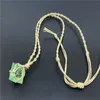 Natural Amethyst Topaz Green Fluorites Raw Stone Pendant Woven Net Stretchable Justering ROPE Halsband för kvinnliga män