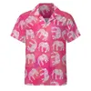 Men's Casual Shirts Tribal Floral Elephant Blouses Pink Animal Print Hawaii Short-Sleeve Graphic Trending Oversized Beach Shirt Gift