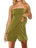 Chándales de mujer Conjuntos de verano de dos piezas para mujer Tops cortos sin mangas y pantalones cortos Conjuntos de pantalones cortos a juego (Tube Green L)