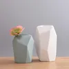 Jarrones de cerámica flor seca sala de estar arreglo geométrico florero decoración moderno Simple moda hogar suave