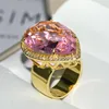 Cluster Rings Big Water Drop Zircon Stone Purple Pink Red Green Gold Ring For Women Wedding Engagement Fashion Jewelry 2023