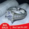 Cluster Rings Vintage Female Court Ring 925 Sterling Silver Princess Cut CZ Engagement Wedding Band for Women Finger Jewelry