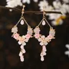 Boucles d'oreilles pendantes goutte Antique petit motif de fleur de pêcher longue Super fée classique pour les femmes gland merveilleux bijoux dix