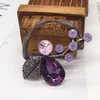 Broszki mody duży liść dla kobiet 2023 vintage oryginalne fioletowe kryształowe szpilki broszki kwiatowej hurtowe biżuterii