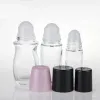 30 ml 50 ml Top Clear Glass Roll On Bottle Essential Oil Parfym Bottle Travel Dispenser Bottle Glass Roller Ball PP Cap Cap