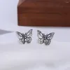 Stud Earrings S925 Sterling Silver Cool Style Women's Simple Personality Versatile Temperament Student Korean Butterfly