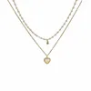 Łańcuchy sztuczny naszyjnik perłowy warstwowa warstwa sercowa kobieta naszyjniki łańcuch wisiant dziewczęta biżuteria srebrna kolor kpop okołnie