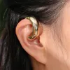 Hoop Earrings Vintage Glossy Gold Color Thick Cylindrical Tube Hollow For Women Ear Clip Chunky Metal Geometric Round Fashion Jewelry