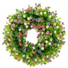 Decorative Flowers Spring Wreath Colorful Artificial Flower Handmade Round Wall Hanging Decor For Summer Front Door Home Decoration Ornament