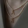 Hänge halsband franska vintage oval konstgjord pärlkedjedalsband för kvinnor mode boho guld färg metall träd textur brev smycken